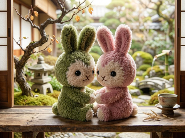 緑のじぇりんと桃のあんじゅ